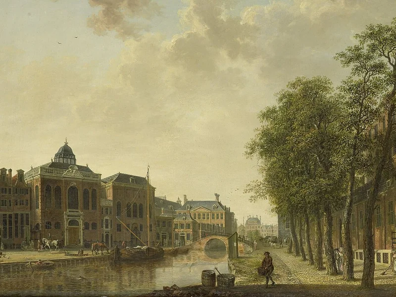1738-Hendrik Keun - Veduta dell'Houtmarkt di Amsterdam